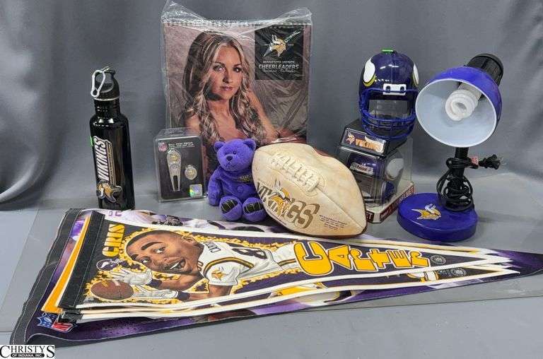 Minnesota Vikings Football Pennants, Desk Lamp, Mini Helmets, Football, Misc - 38" of largest image