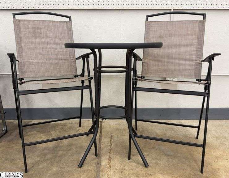 3pc Folding Counter Height Patio Set, Table 28x35" image