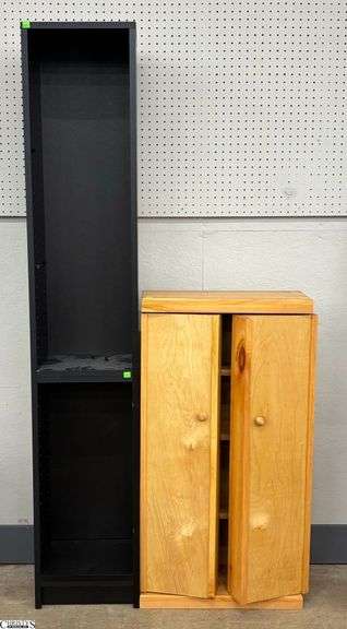 Wooden Media Cabinet and Pressed Wood Shelf - 21" x 9.5" x 40" of media cabinet image