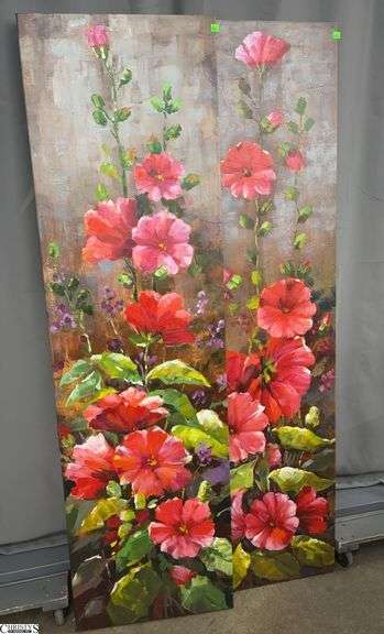Pair Floral Decorator Print on Canvas - 20" x 70" of each image