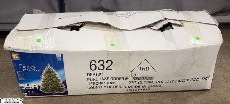 7ft Fancy Pine Tree Pre Lit Artificial Christmas Tree image