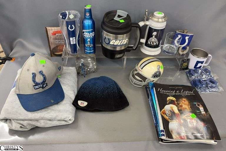 Colts Memorabilia, Large Travel Mug, Hats, Blankets, Mini Helmet, Horseshoe, Stein image
