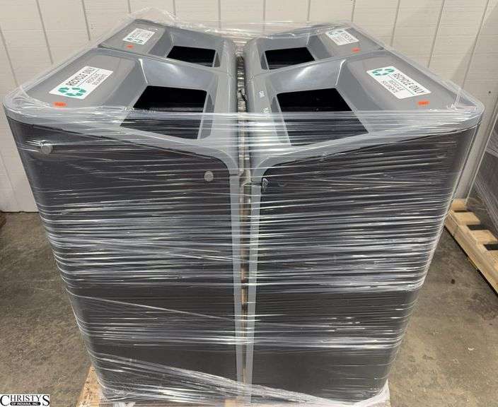 Skid With 4 Metal Recycle Bins, Each 24x18x39" Skid Can Go image