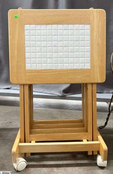 Tile Top TV Tray Set - 19" x 26" of tv tray - some wear image