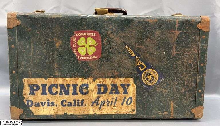 Vintage Metal Footlocker - 26" x 14" x 8" image