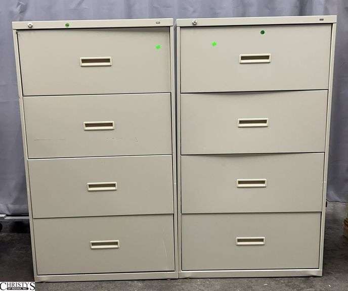 2 HON Metal Lateral File Cabinets 30x19x53 No Keys image