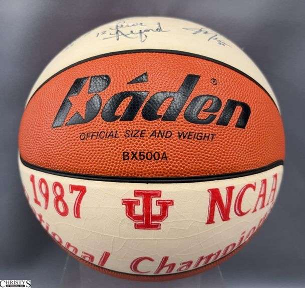 Signed Baden 1987 IU Basketball - Appears Signed Steve Alford and Others - 10" - some wear image