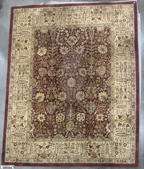 Kaleen Patterned Wool Area Rug - 91" x 113" - would benefit from a cleaning, has odor image