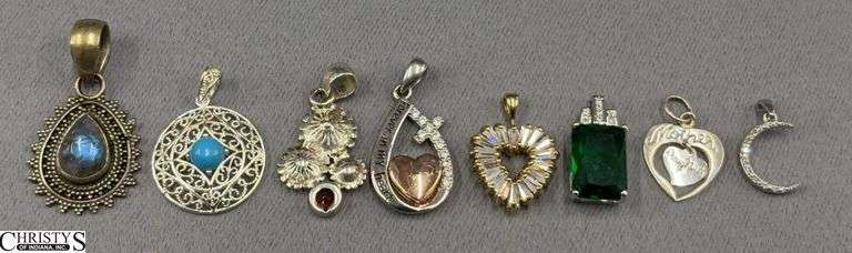 8 Pendants- 6 Marked 925 and 2 Unmarked image