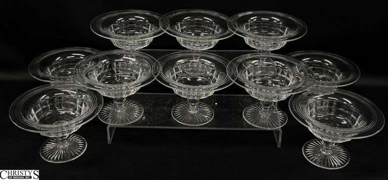 10 Webb Corbett English Crystal Pedestal Berry Bowls - 5.5" x 3.5" of each image