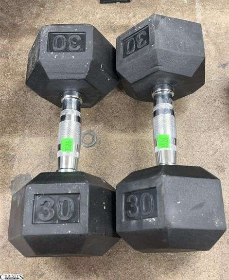 30Lb Rubber Coated Dumbbells image