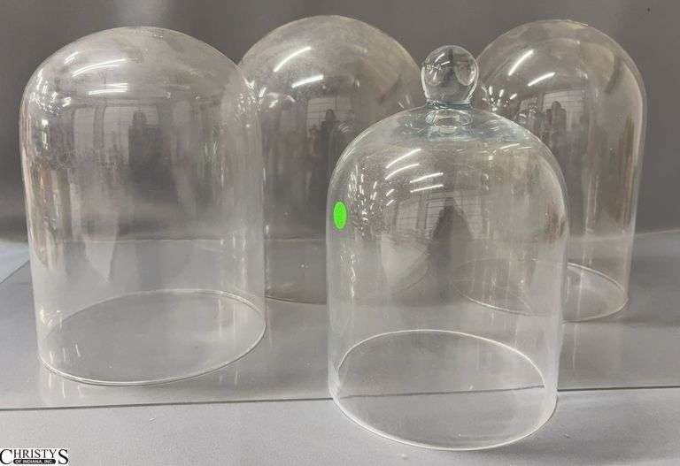 4 Large Cloche Glass Domes - 10" x 13" of largest image