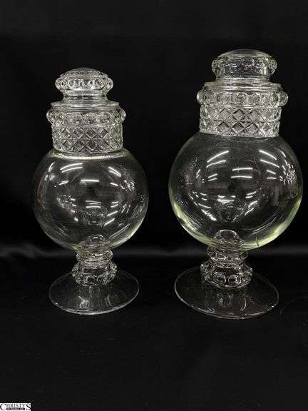 2 Tiffin Dakota Apothecary Snow Globe Jars - 15" of tallest image