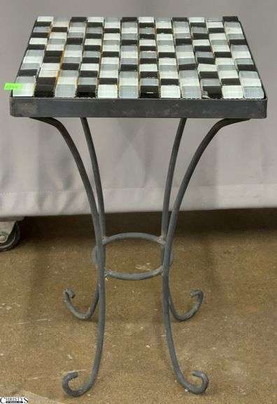 Black/Gray/White Mosaic Top Stand - 12" x 12" x 20" - some wear image
