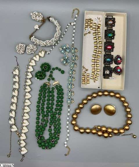 Costume Jewelry Sets, Earrings, Necklaces, Floral Enameled, Some Bracelet Sets image