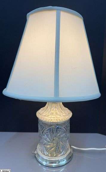 Crystal and Brass Lamp With Shade, 23" Tall image
