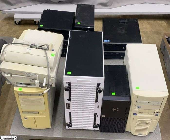 Skid of CPU's, Printer, Tower Shell's - Internals Unknown - SKID NOT INCLUDED image