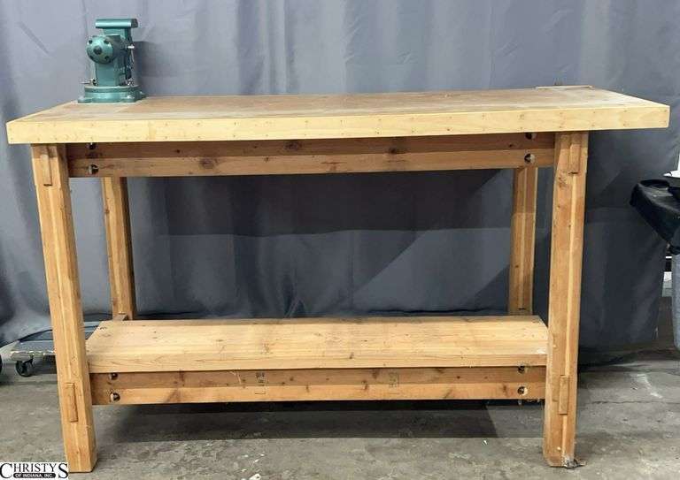 Wooden Work Bench With Larin 5" Multi-Function Vise , Record #52 Vise, Bench 72x30x44" image