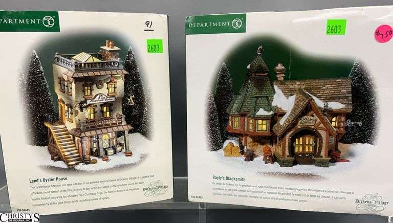 2 Dept 56, "Leeds Oyster House" and "Bayly's Blacksmith" Heritage Village Collection "Dickens Village" image