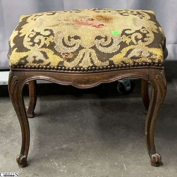 Needle Point Ottoman Some Damage 20x14x18 image