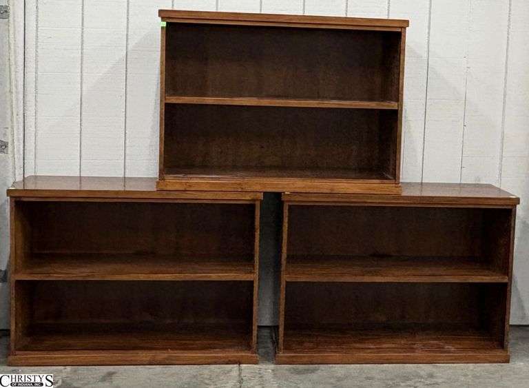 3 Pottery Barn Bedford Two Shelf Bookcases - 41" x 17" x 29" of each - some edge wear image