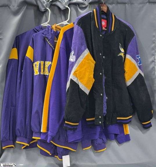 4 Minnesota Vikings Football Jackets and Sweatshirt - Marked size L and XL image