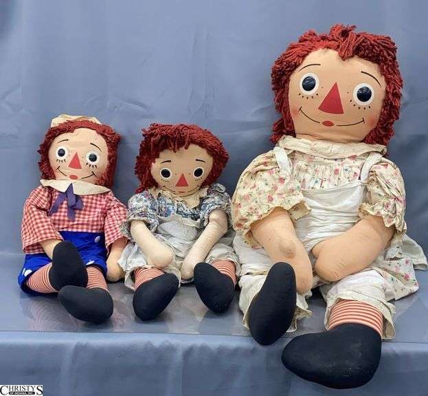 Raggedy Ann Dolls, Knickerbocker Toy Co Largest Appears To Be over 36" and Has Damage image