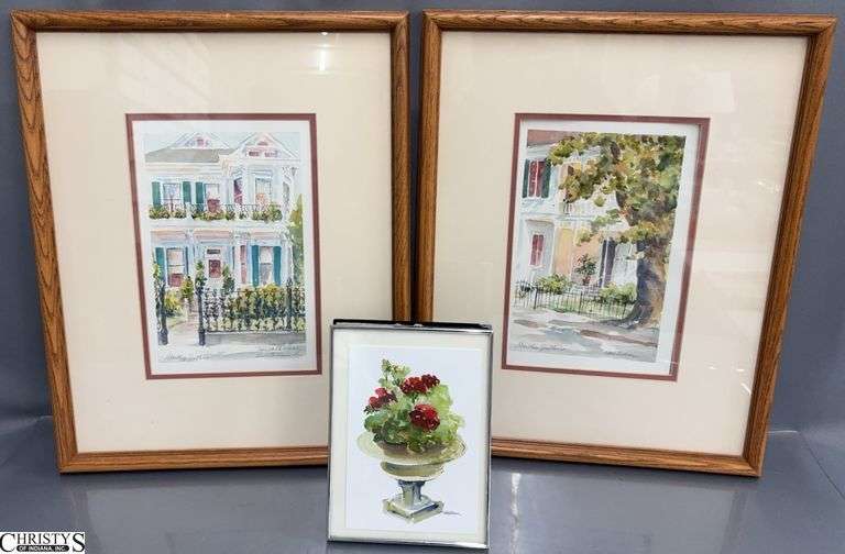 3 Watercolor Prints, Larger Two Frames 15x19" image