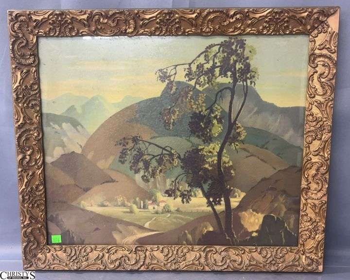 "The Oaks" Framed Print After Marion Kavanagh Wachtel - 25" x 21", some chipping to frame image