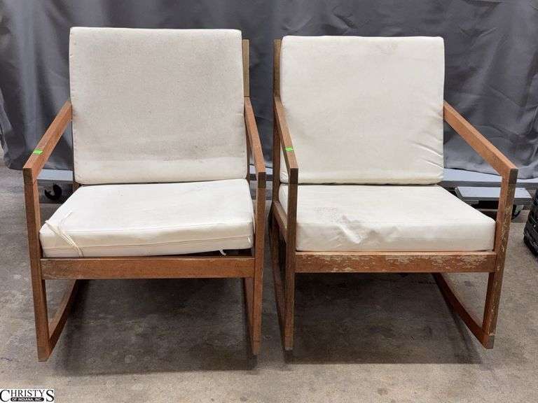 Pair of Teak Style Wood Patio Chairs, 26x39x31" image
