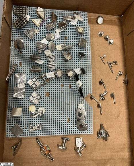 Silver Tones Vintage Tie Clips, Cufflinks, Hickock, Swank and Other Variety of Patterns and Styles image