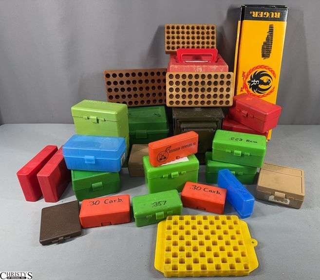 Empty Plastic Containers for Storing Ammunition and 1 Empty Ruger Gun Box image