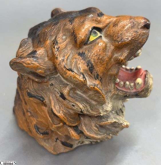 Cold Painted Spelter Tiger Inkwell - 3" x 3.5" image