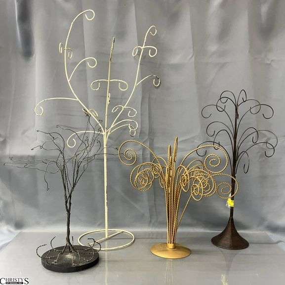 4 Metal Ornament Display Stands - 35" of tallest - some wear image