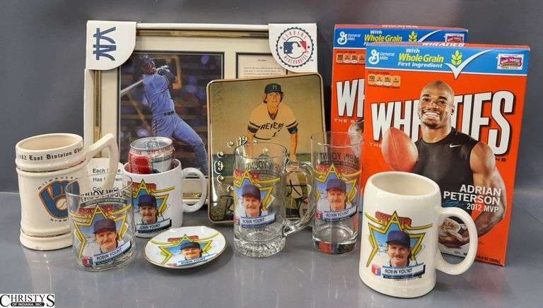 Robin Yount Baseball Memorabilia, Adrian Peterson Wheaties Boxes - 12" of tallest image