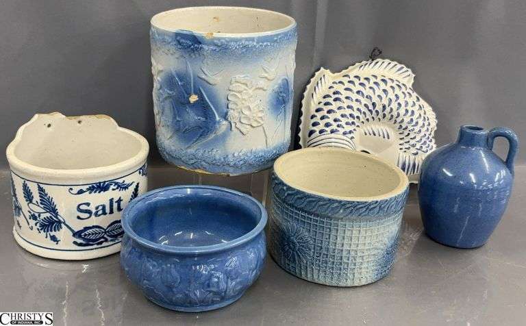 6 Blue and White Tone Crockery Pieces - 6.5" x 6" of largest image