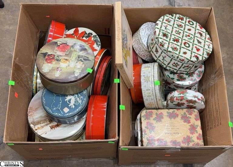 Assorted Christmas Tins - 10" of largest image