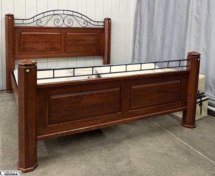 King Size Sleep Number Base w/ Controls and Bed Frame - 82" x 61" of headboard - 90" D as sits - shows wear/staining/may not include all working parts (no mattress) image