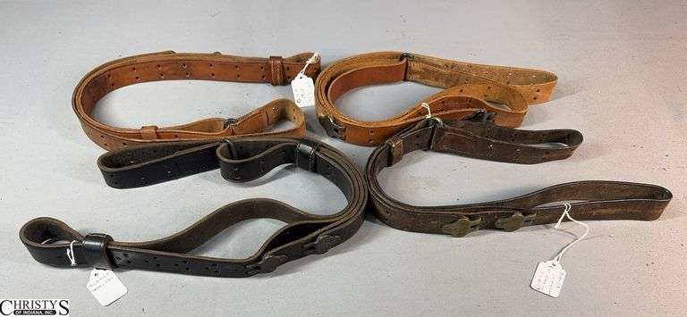 4 Slings- 1 Unmarked, 1 Marked G & K 1918, 1 Marked Turner Saddlery, and 1 Marked Hoyt 1918 J.J.M. image