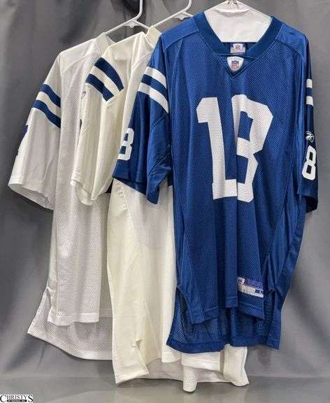 3 Colts Football Jerseys - Manning and Wayne - Marked size L and XL image