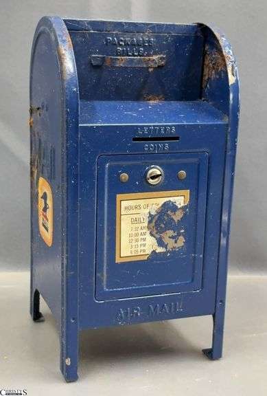 Brumberger US Mail Metal Coin Bank - 5" x 9" - some wear/rust image