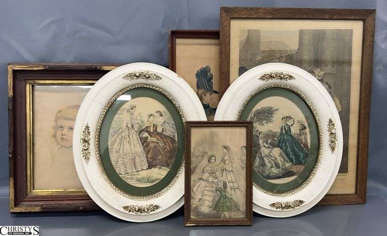 7 Framed Ladies Fashion Style Prints, Portrait Prints - 14" x 18.5" of largest image