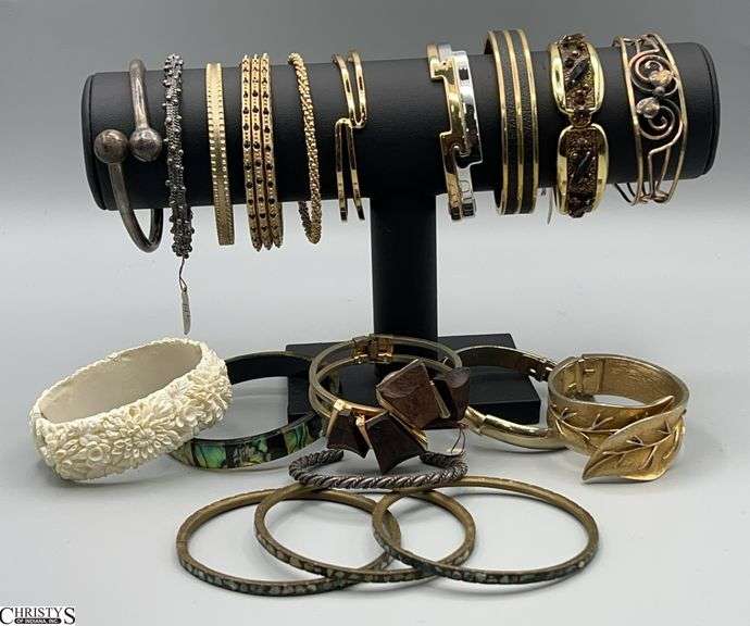 Costume Cuff Bracelets, One Marked Sterling, Speidel, Avon and More image