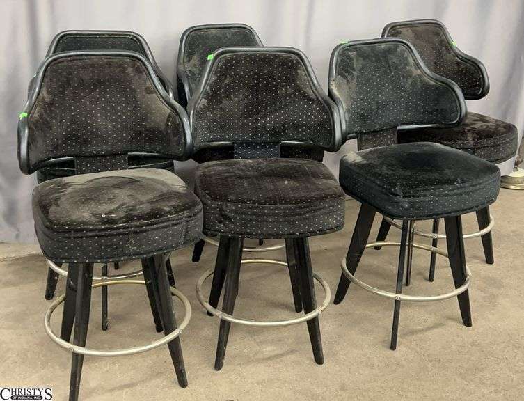 6 Padded, Swivel Lounge Stools, Needs Cleaned 17x18 Seat, 39" Tall To Back, 24" Seat Height image