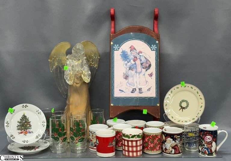 Christmas Holiday Dishes, Glasses, Plates, Large Resin Angel - 18" of tallest image