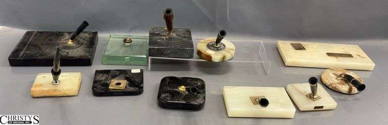 11 Vintage Desk Pen Holders - 7" x 5.5" of largest piece - some wear image