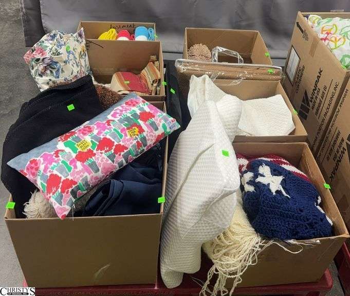 Skid of Soft Goods - Rug Pad, Pillows, Blankets, Towels, Misc - SKID NOT INCLUDED image