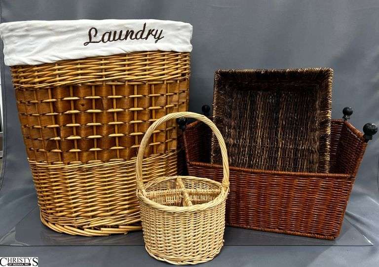 Wicker Laundry Basket, Magazine Basket, Storage Baskets - 4pcs - 19" x 20"of largest image