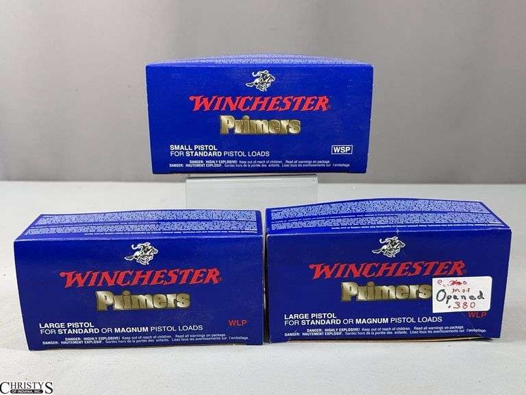 1 1/2 Boxes of Winchester Large Pistol Primers and 1 Box of Winchester Small Pistol Primers image