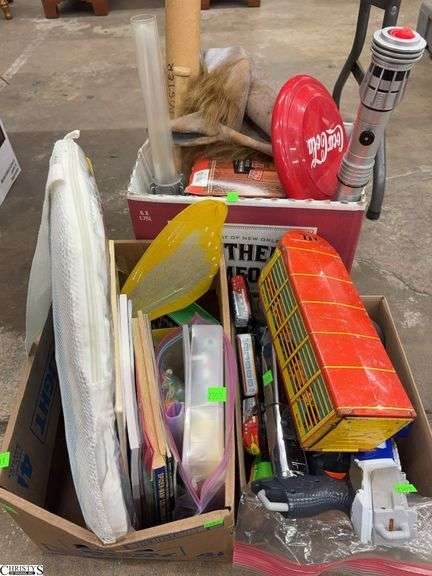 Assorted Toys - Marx Toy Trailer (no truck) Coloring Books, Play Guns, Sabers, Beads, Misc image